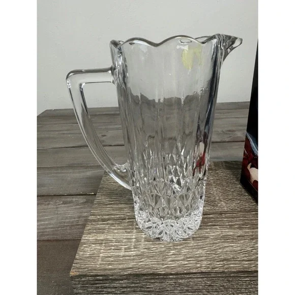 Blarney 24% Lead Crystal Pitcher Vintage 1989 Yugoslavia Diamond Cut - Picture 5 of 9